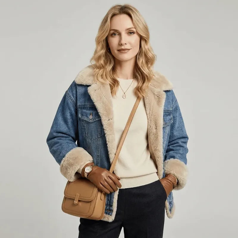 Sherpa-Lined Denim Jacket