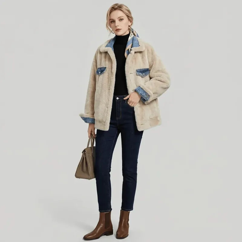 Sherpa-Lined Denim Jacket