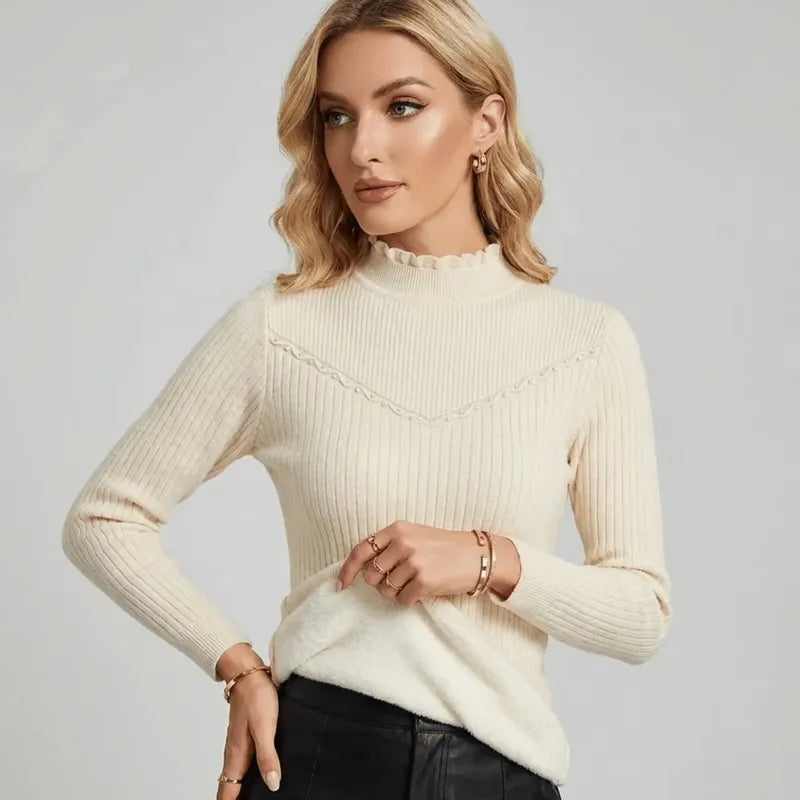 Clarice Ruffle Mock Neck Sweater
