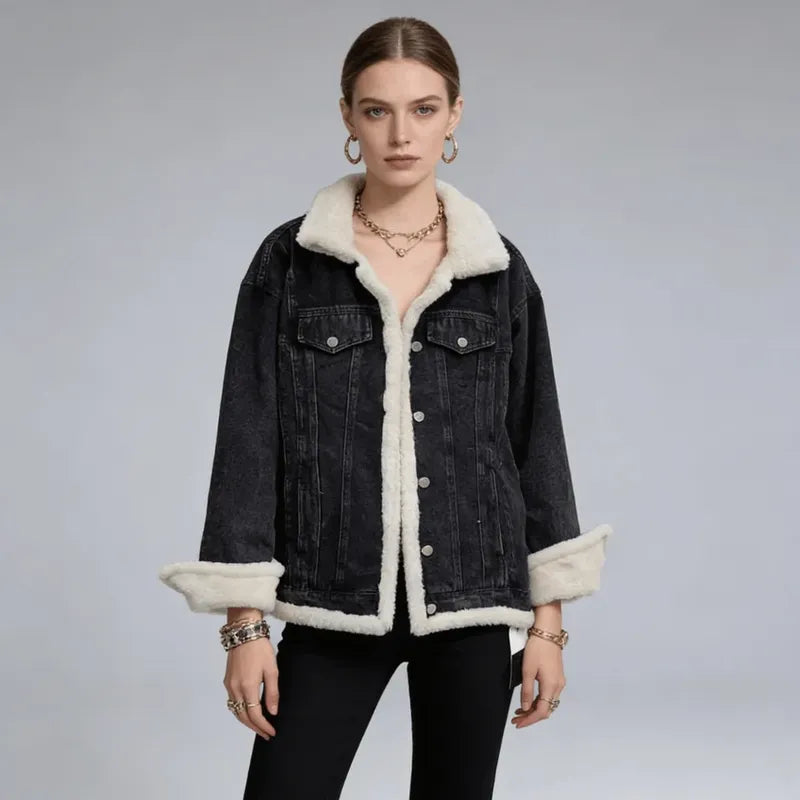 Sherpa-Lined Denim Jacket