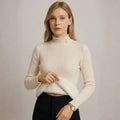 Pearl-Button Ribbed Cashmere-Blend Sweater
