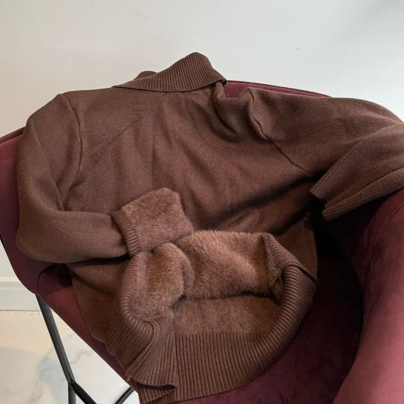 Fleece-Lined Turtleneck Sweater Snowlisse