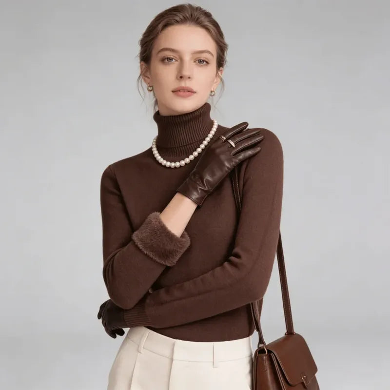Fleece-Lined Turtleneck Sweater Snowlisse